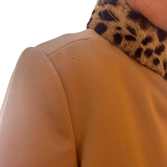 Jack Feit Coat Animal Print Vintage Union Made Fur Trim Size MED Tailored Chic - Picture 4 of 13